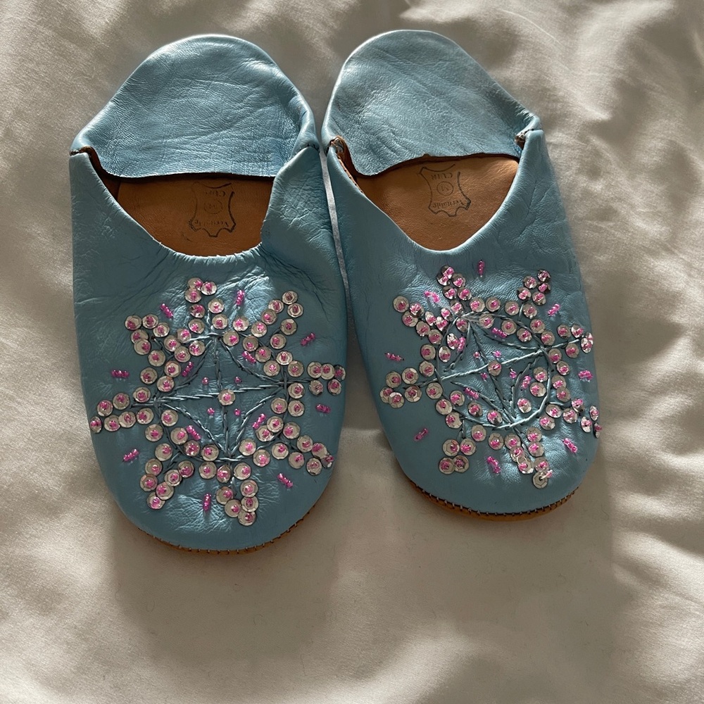 Blue leather Slippers